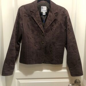 Kenzie brown cotton jacket velour swirl pleats size 10